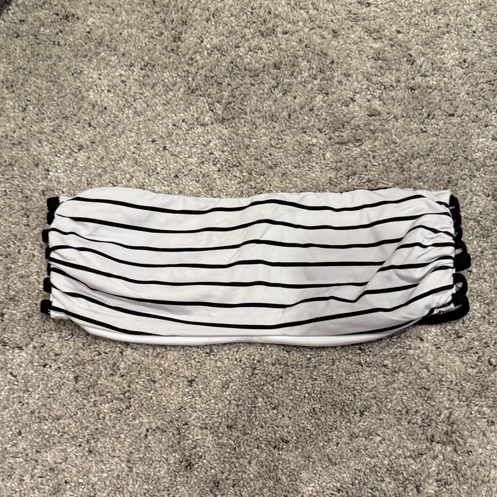 Venus Striped Black and White Bandeau Top